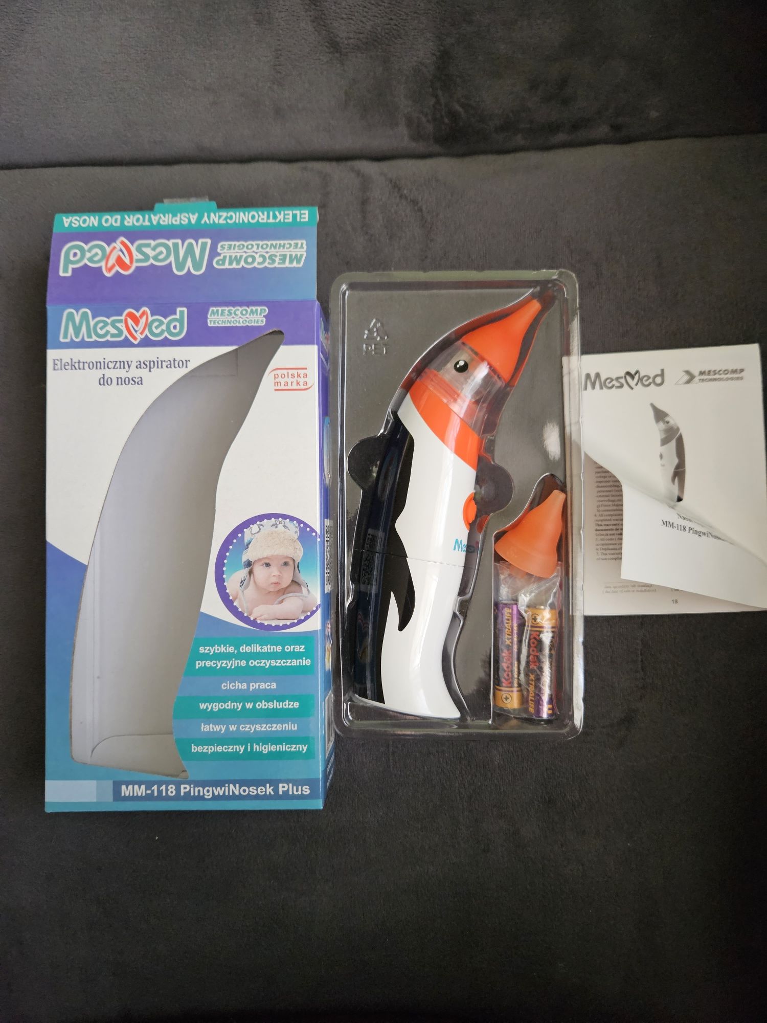 Elektroniczny aspirator kataru PingwiNosek Plus (raz użyty)