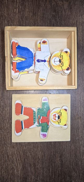 Дерев'яний конструктор пазл - одягни ведмедика