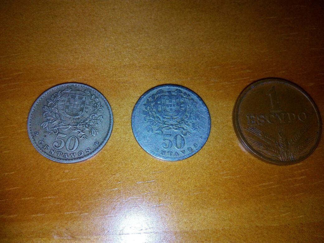 2 moedas de 50 centavos de 1927 e de 1960