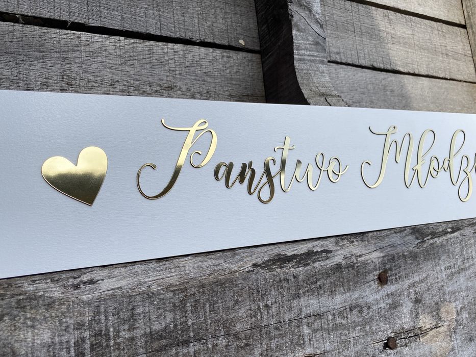 Tablice rejestracyjne Państwo Młodzi glamour wesele złote białe