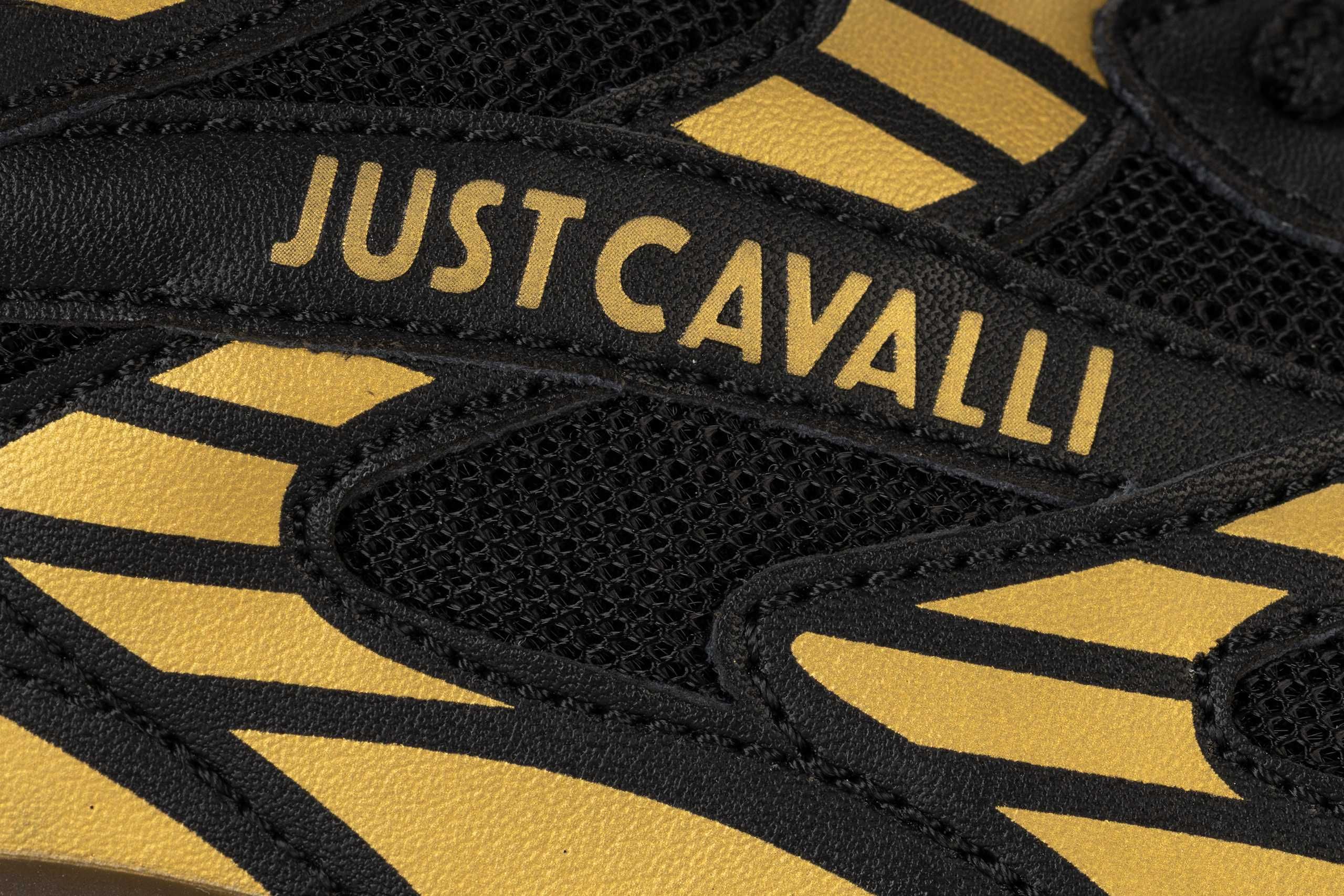 JUST CAVALLI skórzane sneakersy męskie BLACK / GOLD