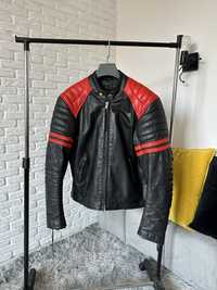 Мотоциклетна куртка шкіряна чорна розмір Л Байкерська мото курточка