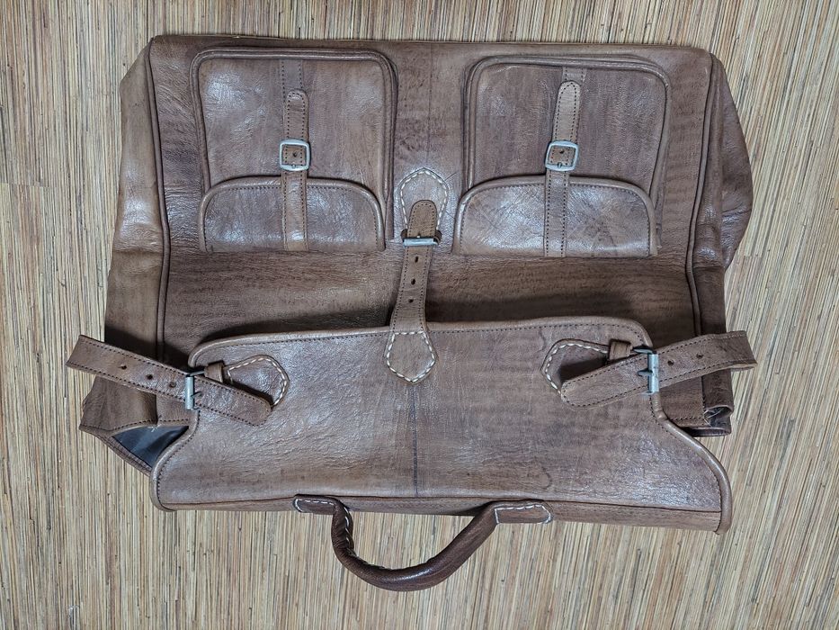 Torba podróżna duża ręcznie szyta  skóra gruba   piękna