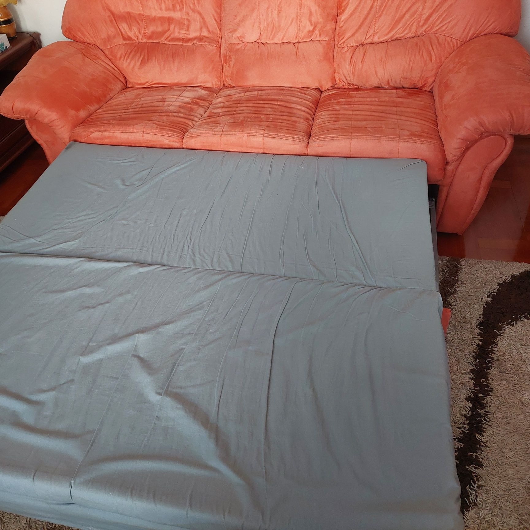 Sofa 3 os rozkladana ,fotel,pufa