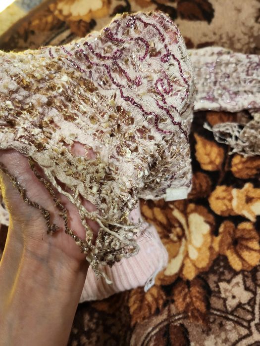 Czapka cyrkonie różowa  i szal