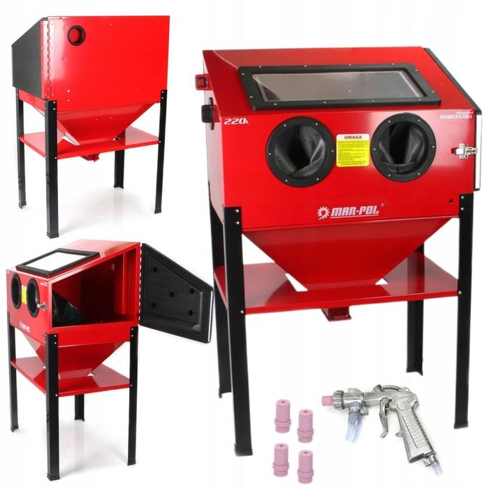 PIASKARKA KABINOWA BOCZNE OTWARCIE 220L PISTOLET DYSZE OCZYSZCZARKA KOMORA