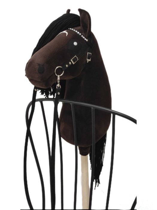 Hobby Horse Dark Angel – DUŻY KONIK NA KIJU A3 OGŁOWIE wodze i gratisy