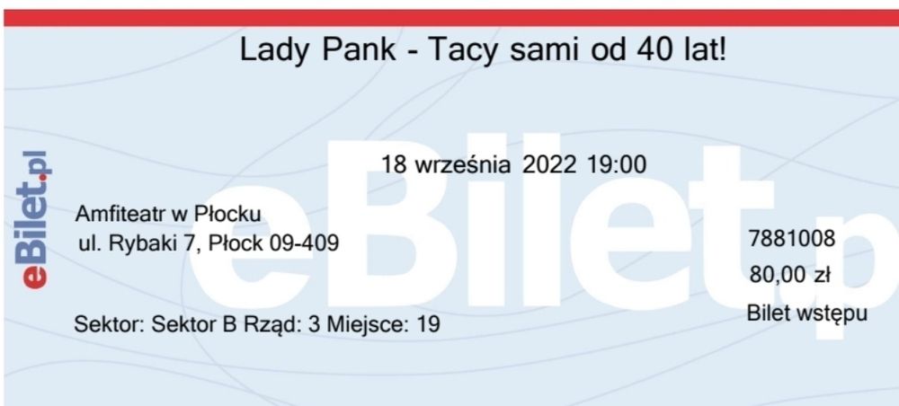 Bilet Lady Pank Płock
