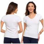 Biały T-shirt Damski Koszulka Z Krótkim Rękawem Bawełniana Basic Moraj