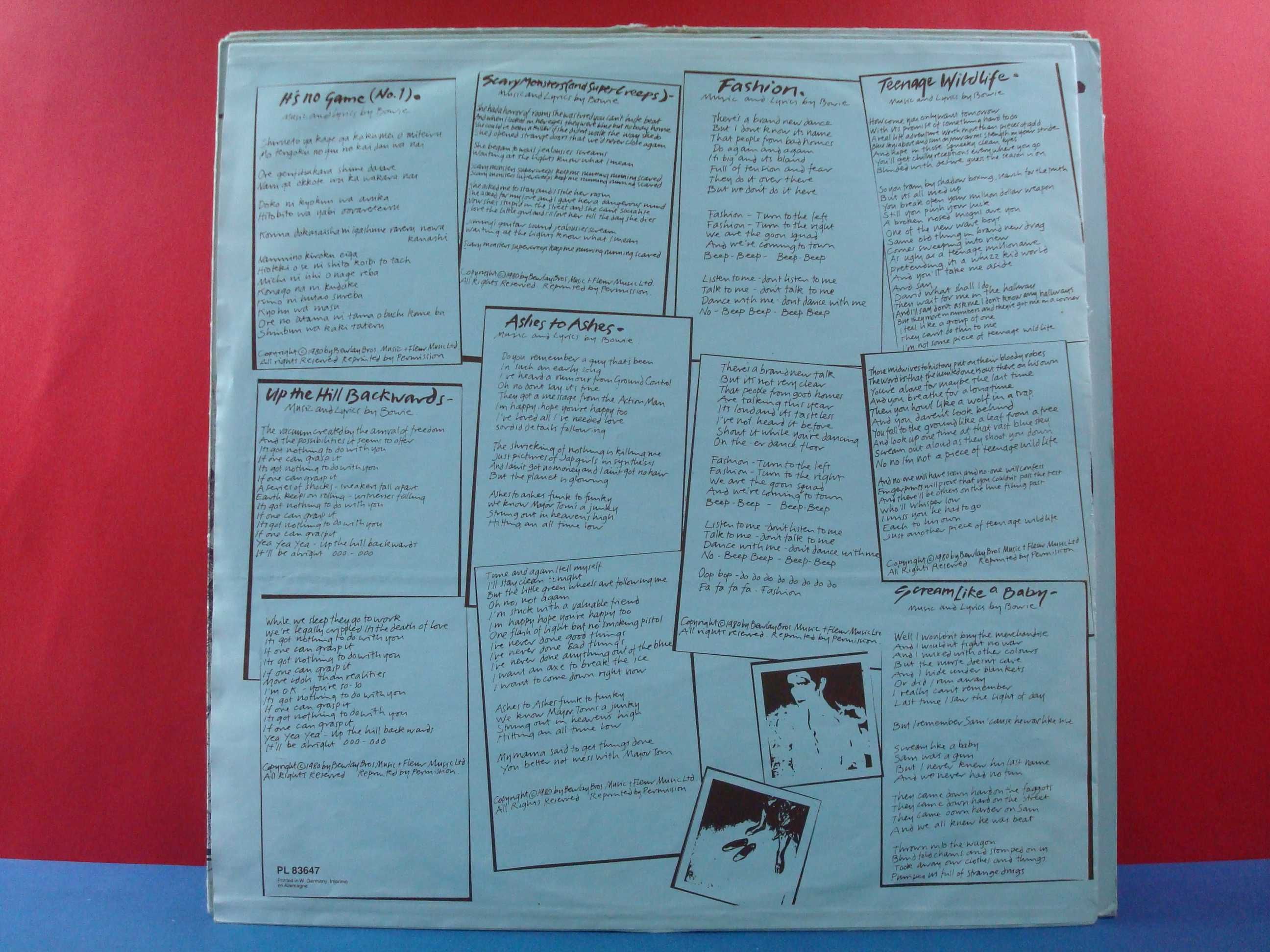 David Bowie - Scary Monsters/ VG Plus / LP "Reissue" / EU / 1983