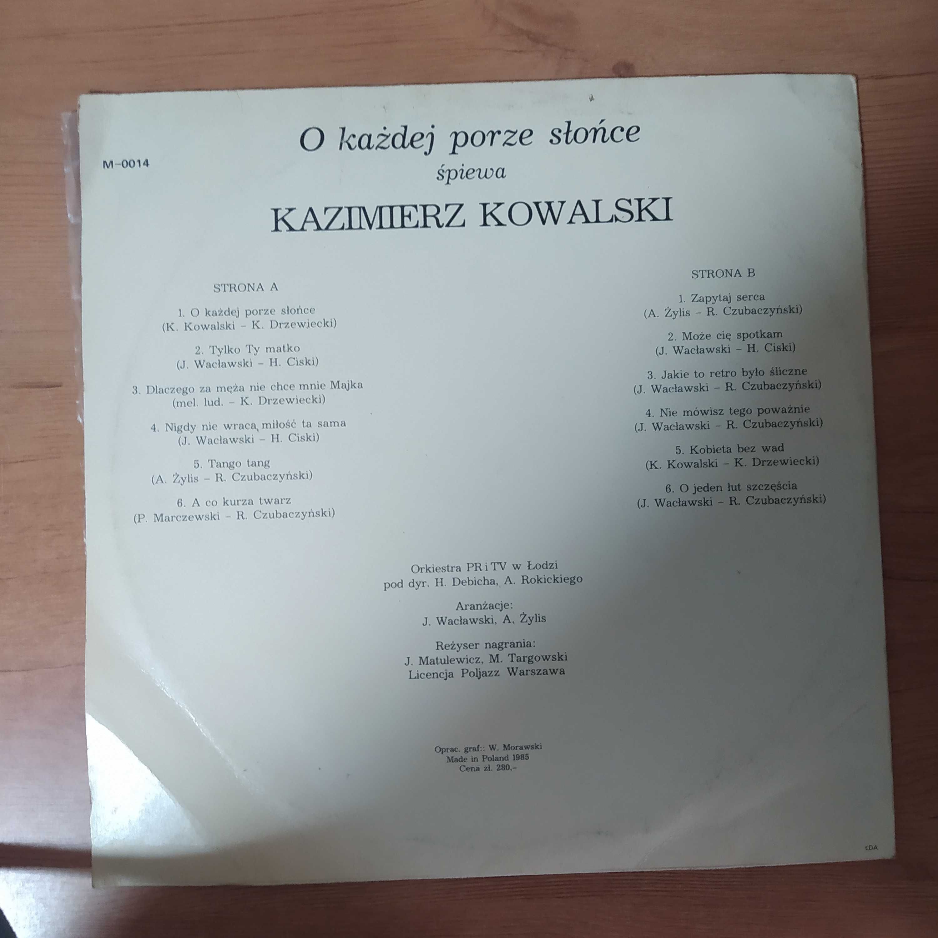 Płyta Winylowa "O Każdej Porze Słońca" Kazimierz kowalski