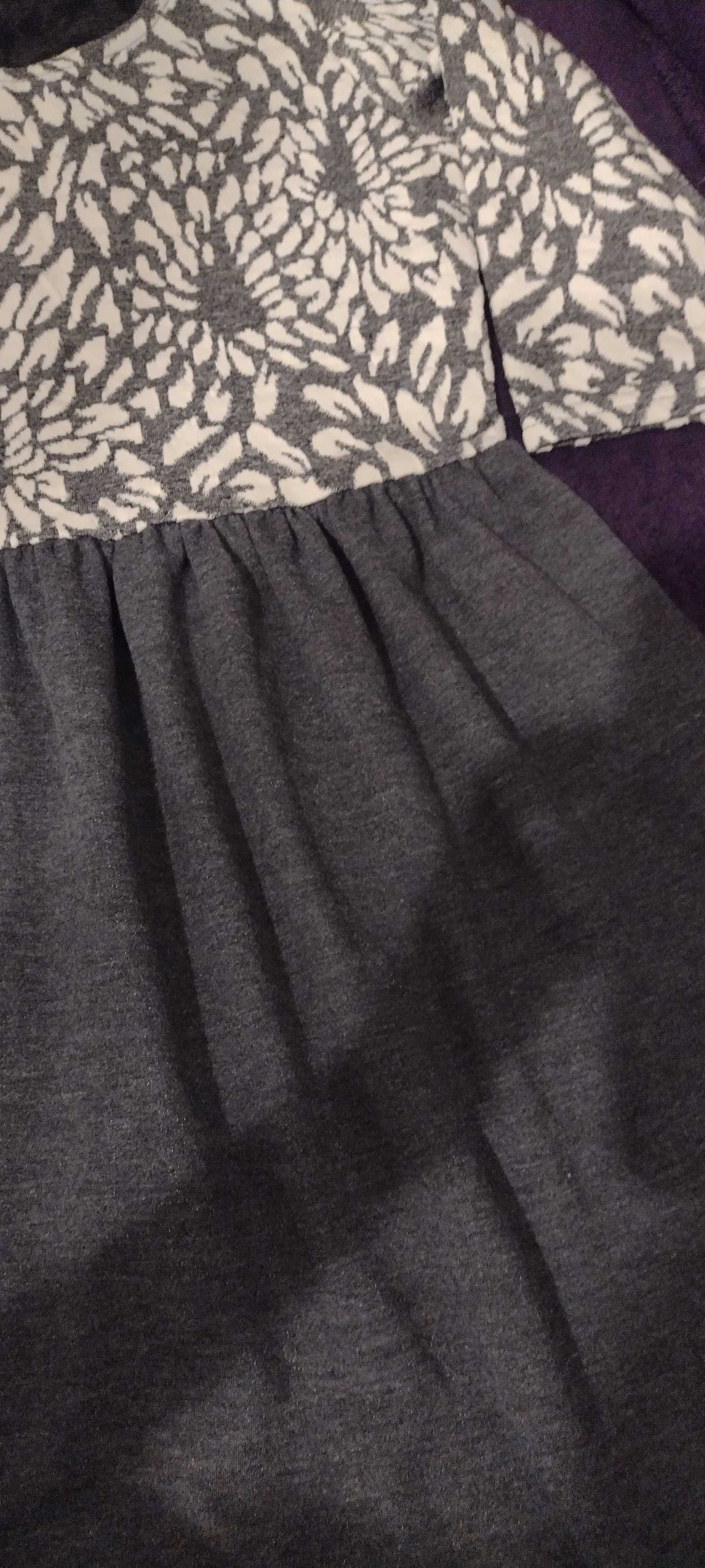 Elegancka sukienka szaro biała z koronką 134    140