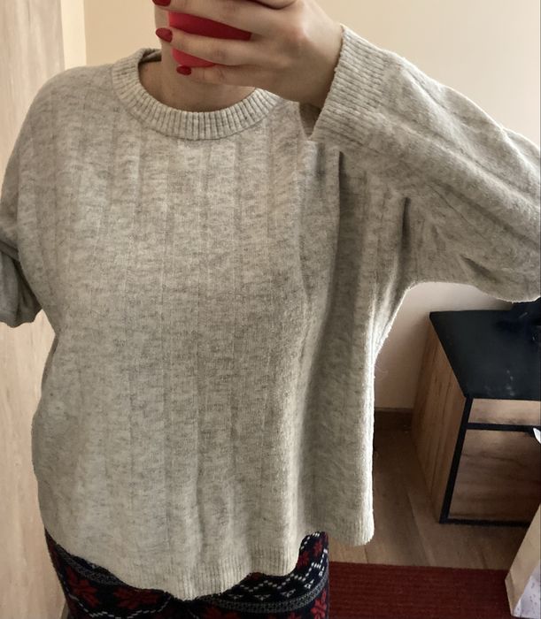 Szary sweter oversize prążkowany vero moda rozm L
