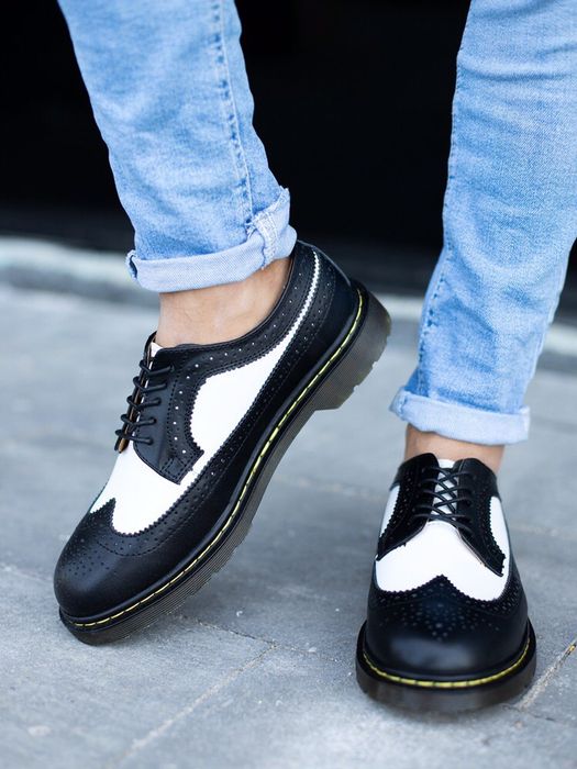 Туфли кожаные Dr.Martens 3989 Black White Brogue Bex Oxfor