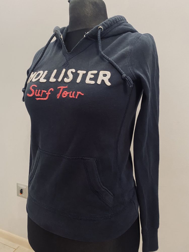 Hollister granatowa bluza ,kangurka bawełniana z kapturem damska, S