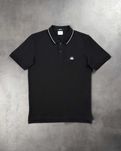 Поло C.P. Company Stretch Piquet Regular Striped Collar Polo Shirt Bla