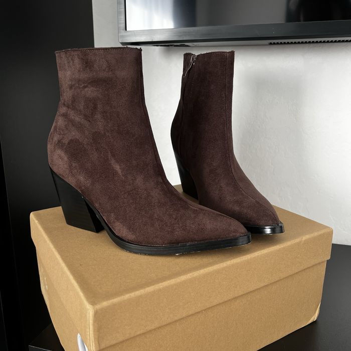 Стильні шоколадні козаки / шоколадні ковбойки / коричневі козаки