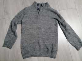 Sweter wełniany szary 128 zimowy