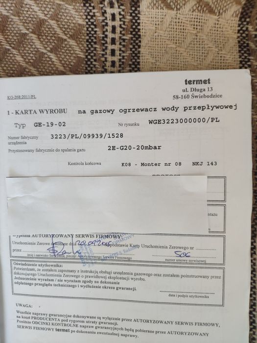 Gazowy ogrzewacz wody Termet GE-19-02
