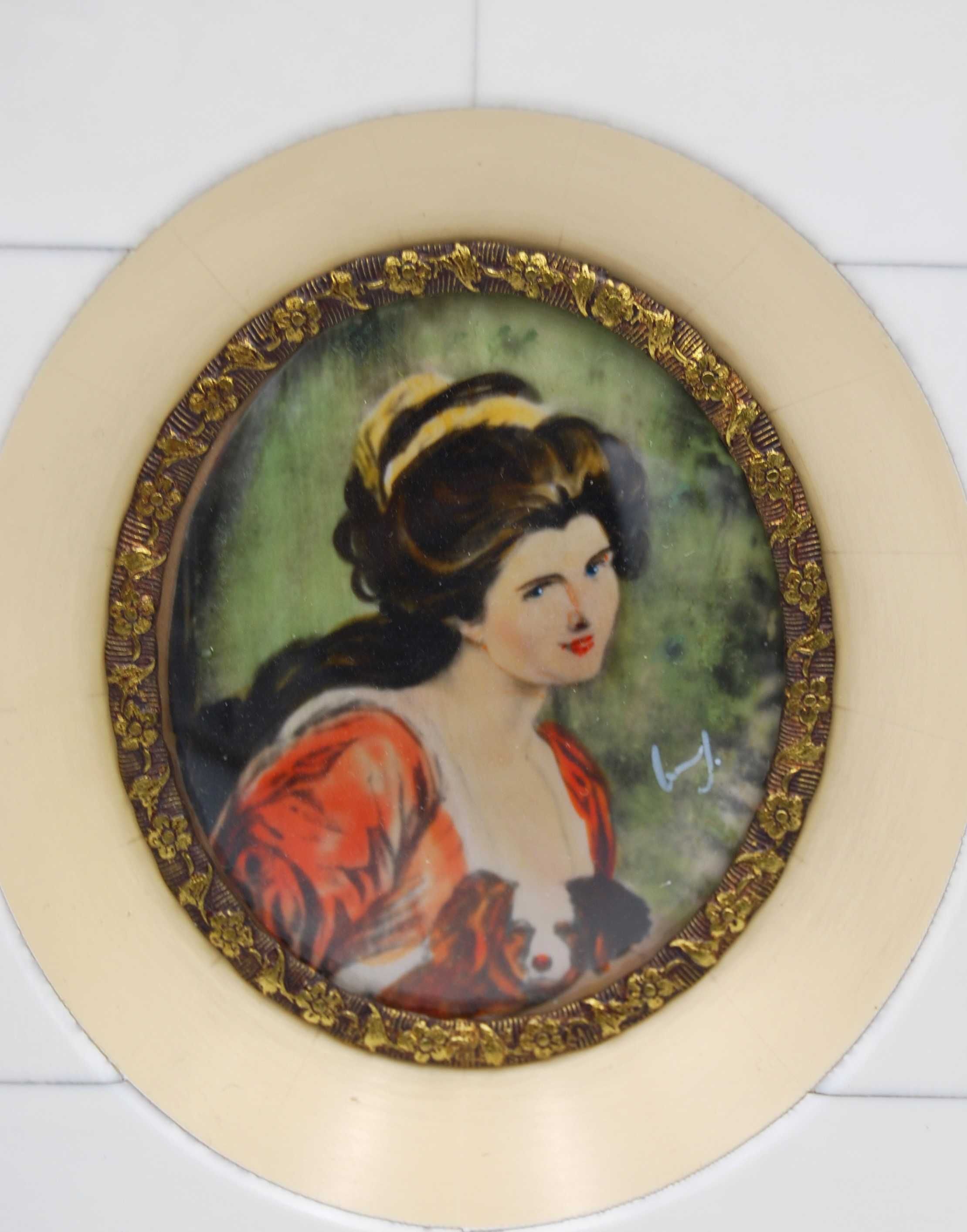 Piękna miniatura z portretem Lady Hamilton