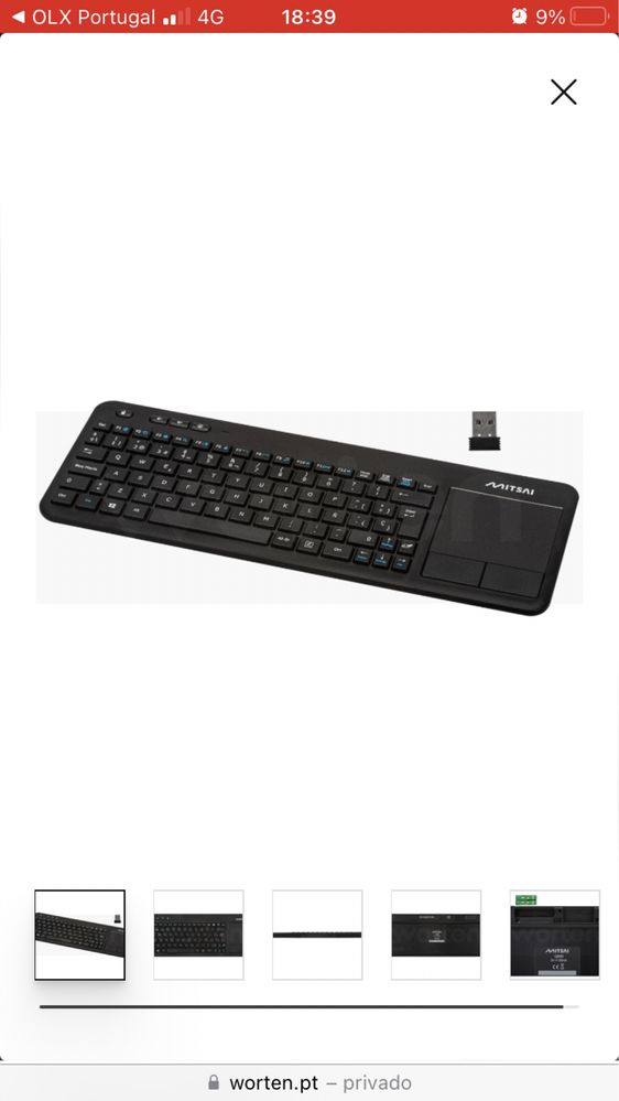 Teclado MITSAI Q500 com rato touch wireless - Novo e embalado