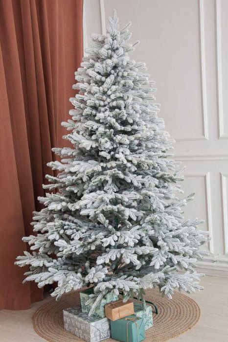 искусственная литая елка 153 см заснеженная зеленая штучна ялинка