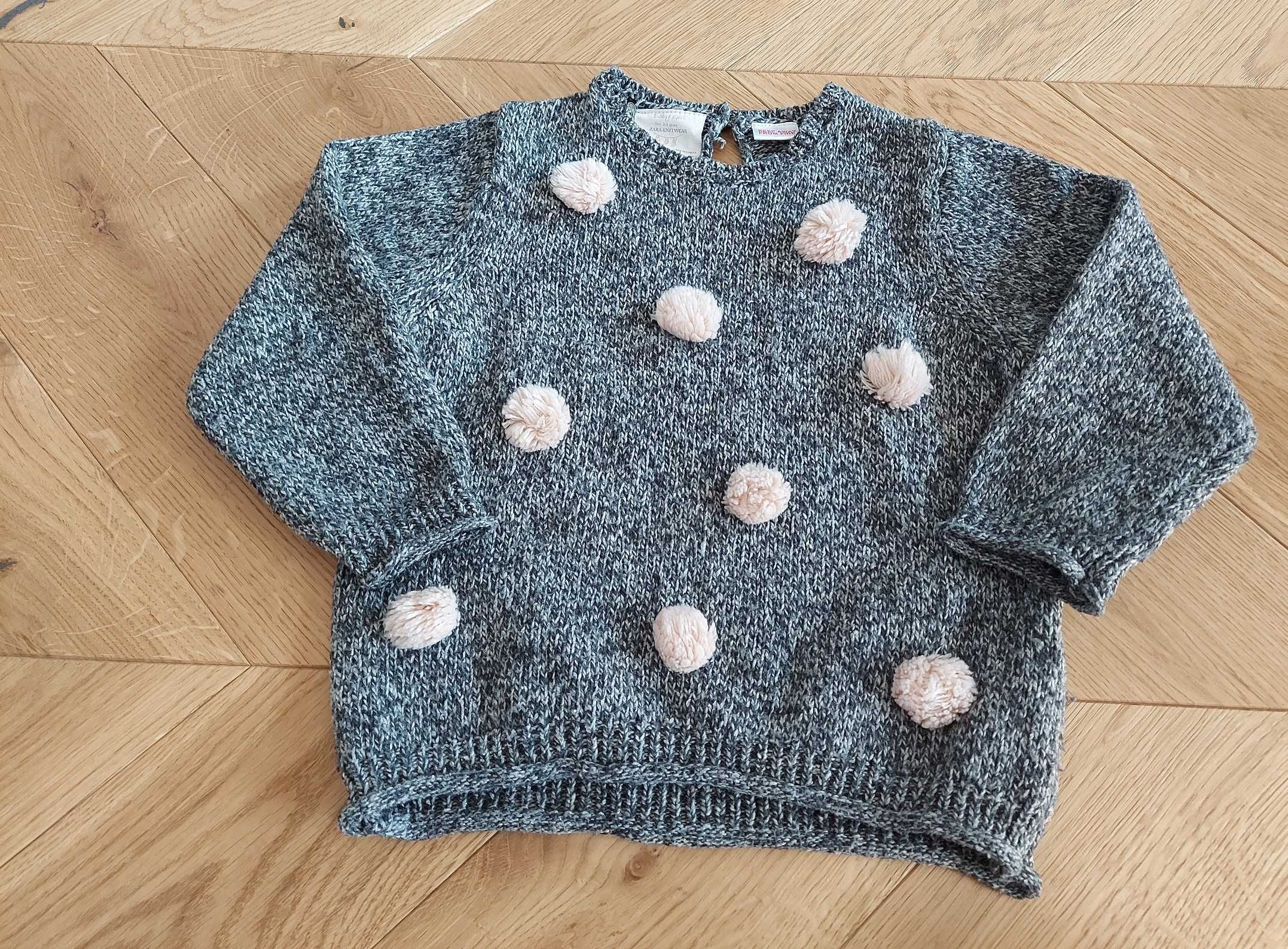 Sweter Zara baby girl rozm 98 cm szary