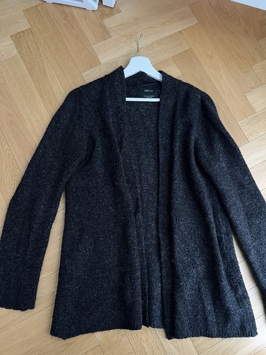 Kardigan sweter szary Zara S jesienny zimowy wełna y2k