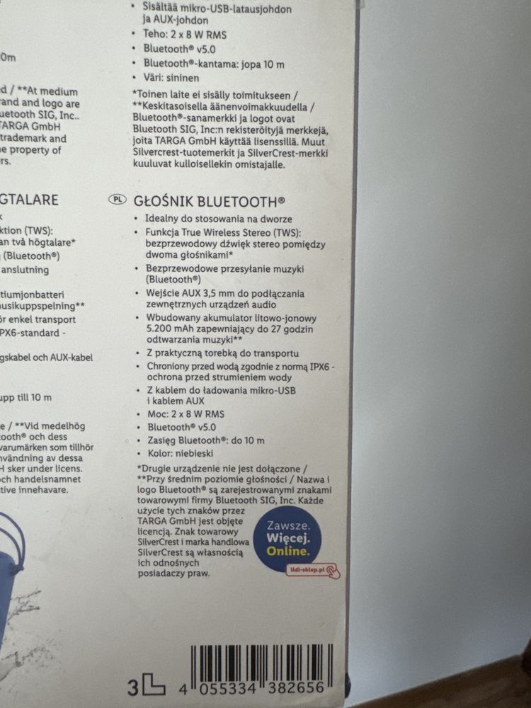 Głośnik SilverCrest bluetooth