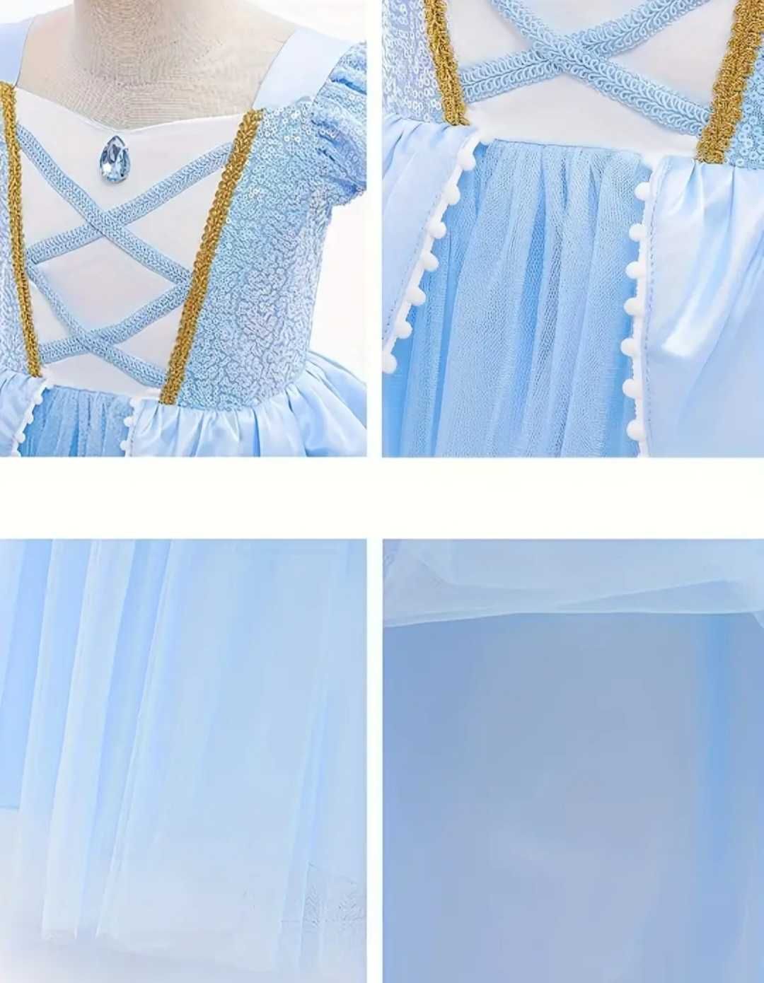 Nowy zestaw Kopciuszek Cinderella, r. 116/122 + akcesoria! przebranie