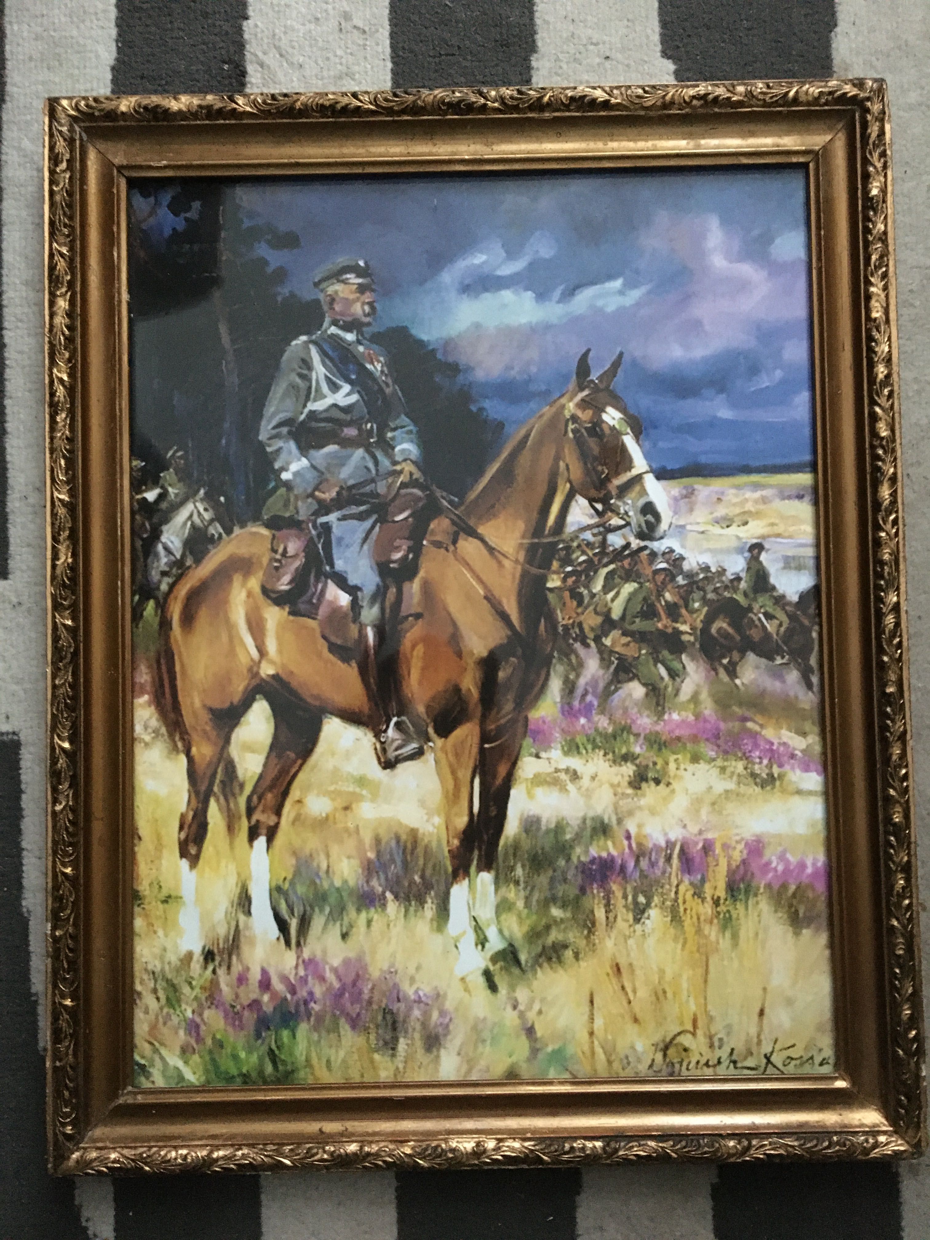 Wojciech Kossak Piłsudski na kasztance złota rama