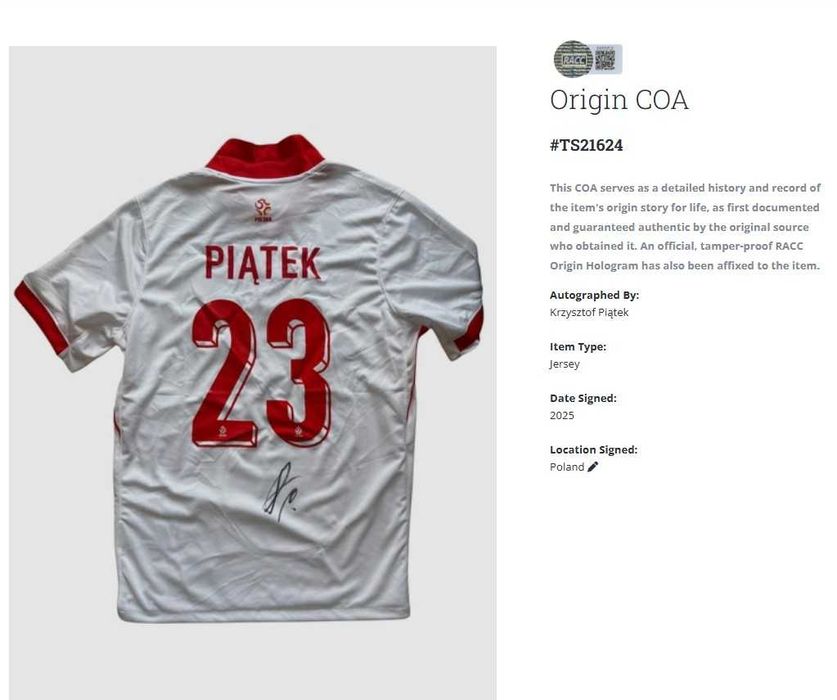 Krzysztof Piątek AC Milan koszulka z autografem + certyfikat autenty.