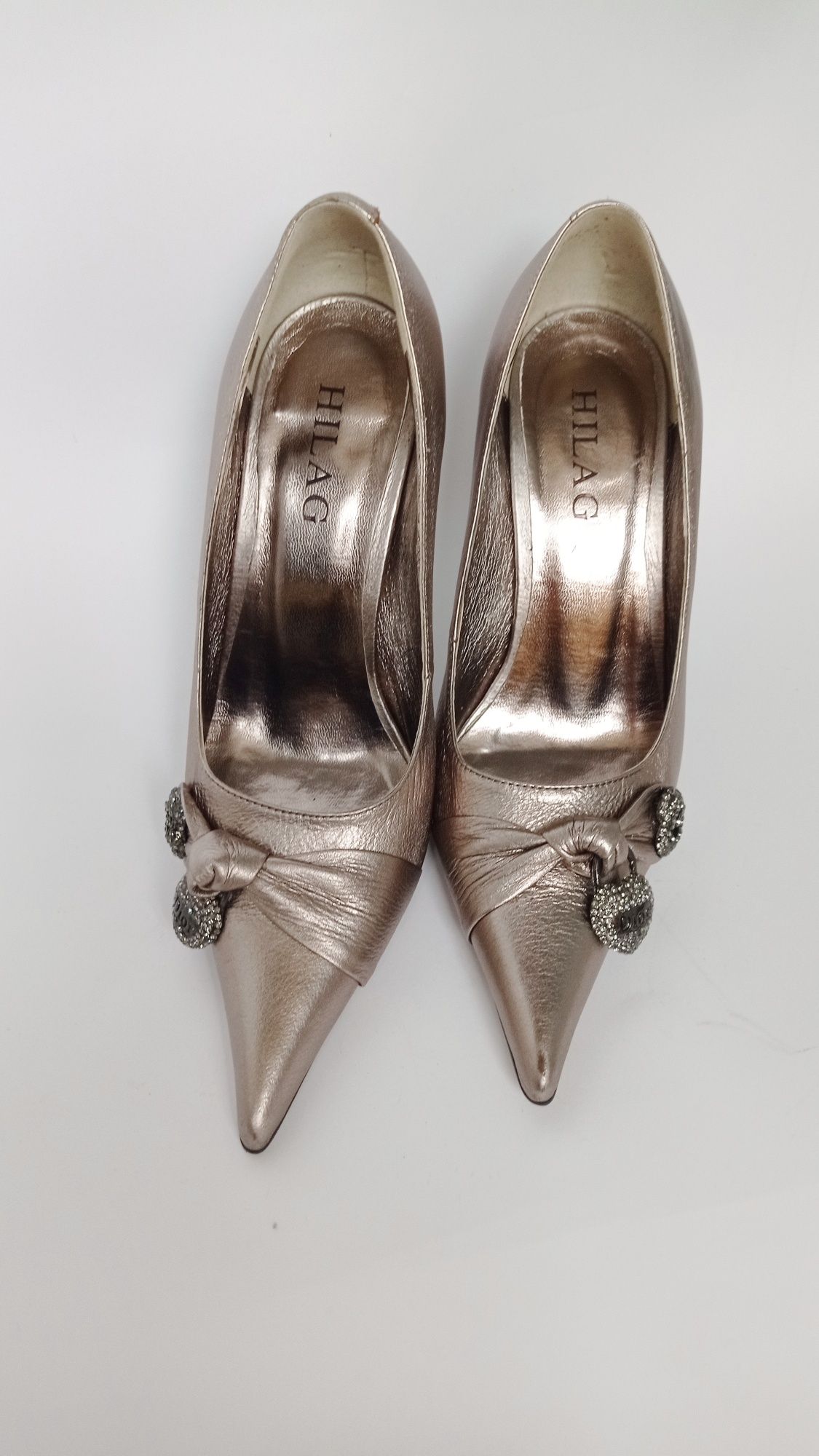Жіночі туфлі на каблуку бронзові (р 38 - 24.5 см)