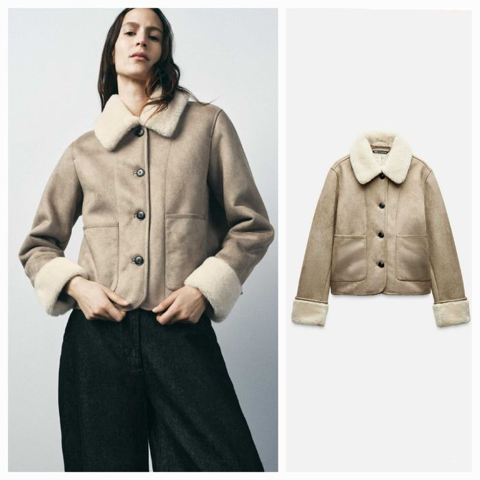 S Zara Італія Дублянка жіноча з сучасним екохутром нова колекція