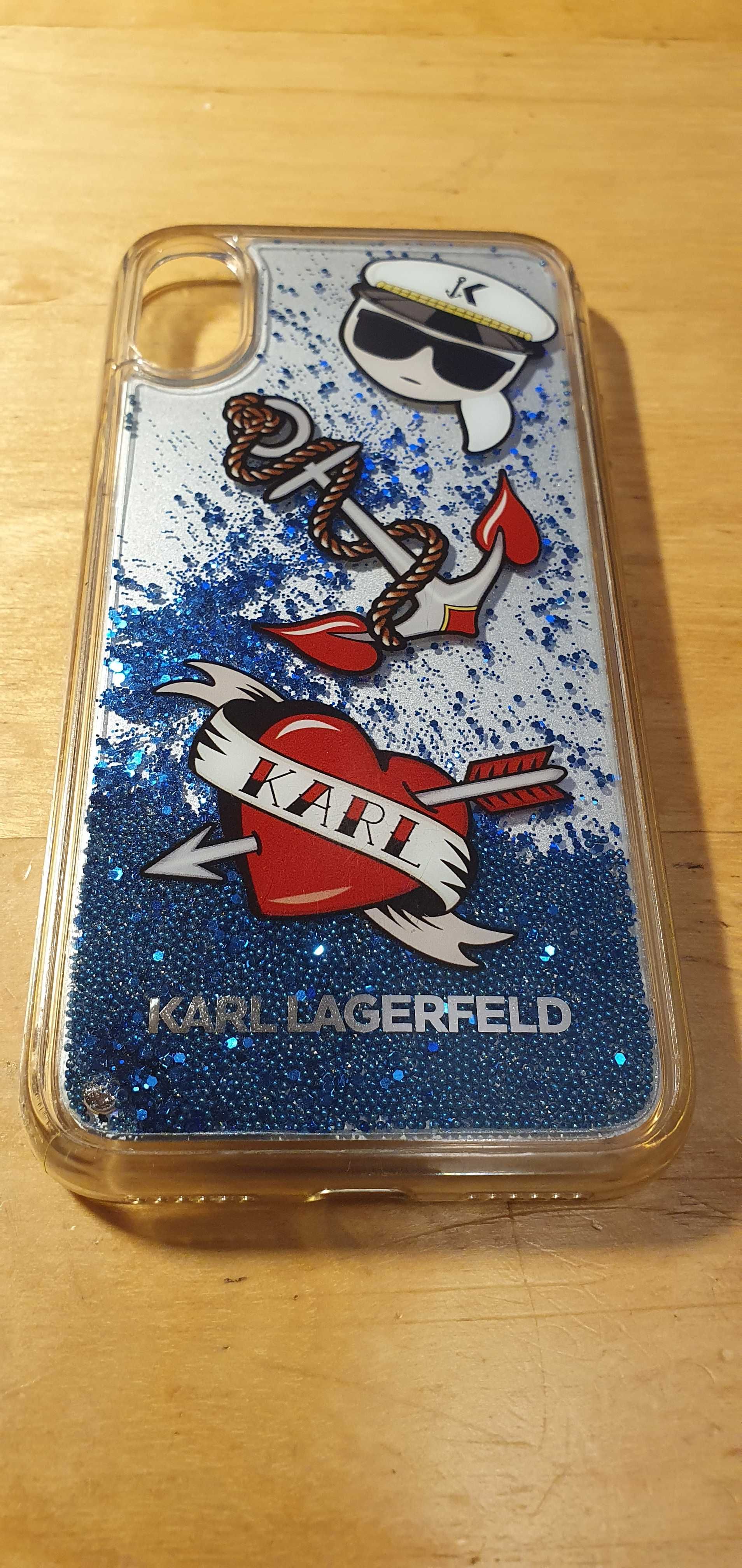 Etui hard case Iphone X/Xs KARL LAGERFELD Blue Liquid Glitter Tattoo