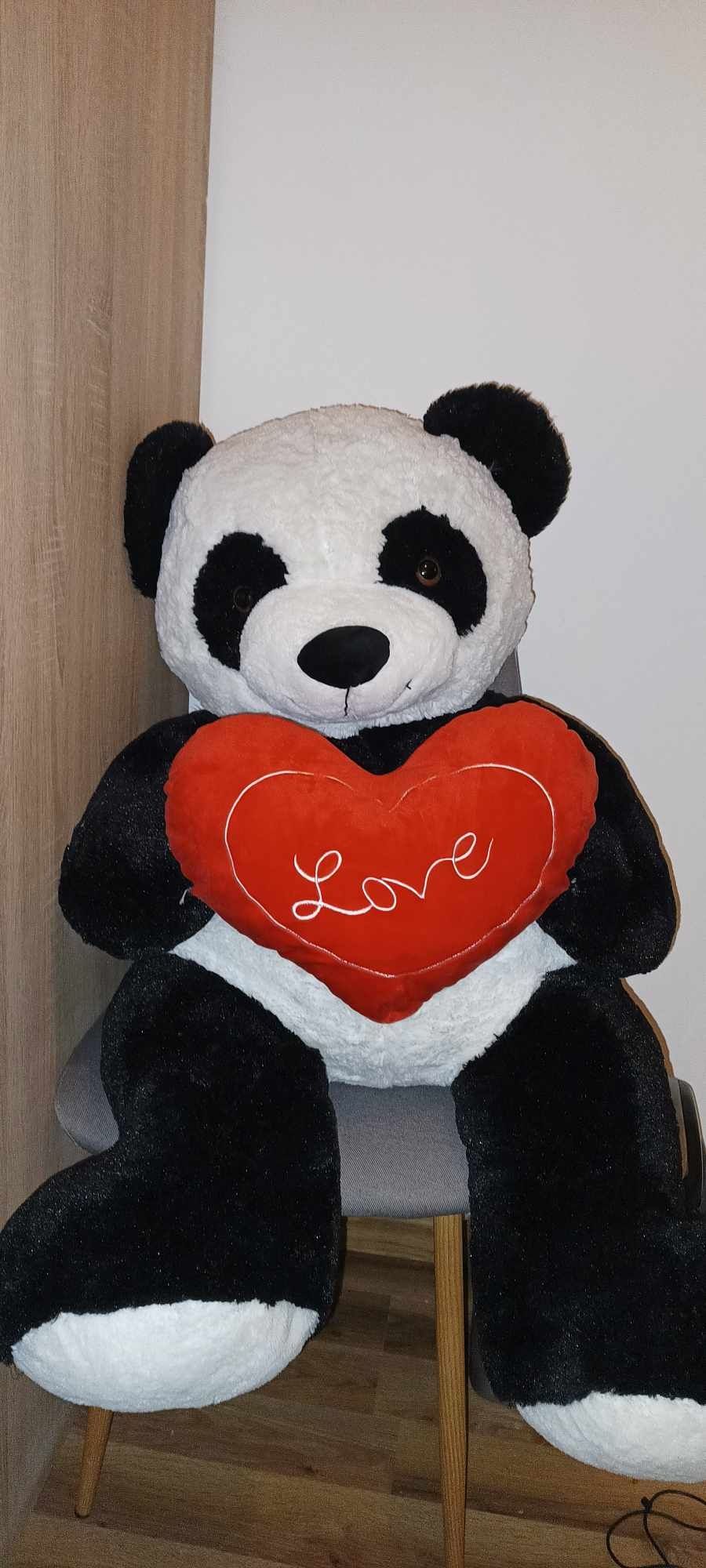 Duża panda miś pluszowy zabawka pluszak XXL serce