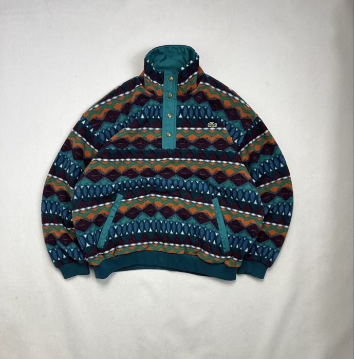 Fleece Jacket Lacoste Small Logo Patterns Wzorki Polar Vintage