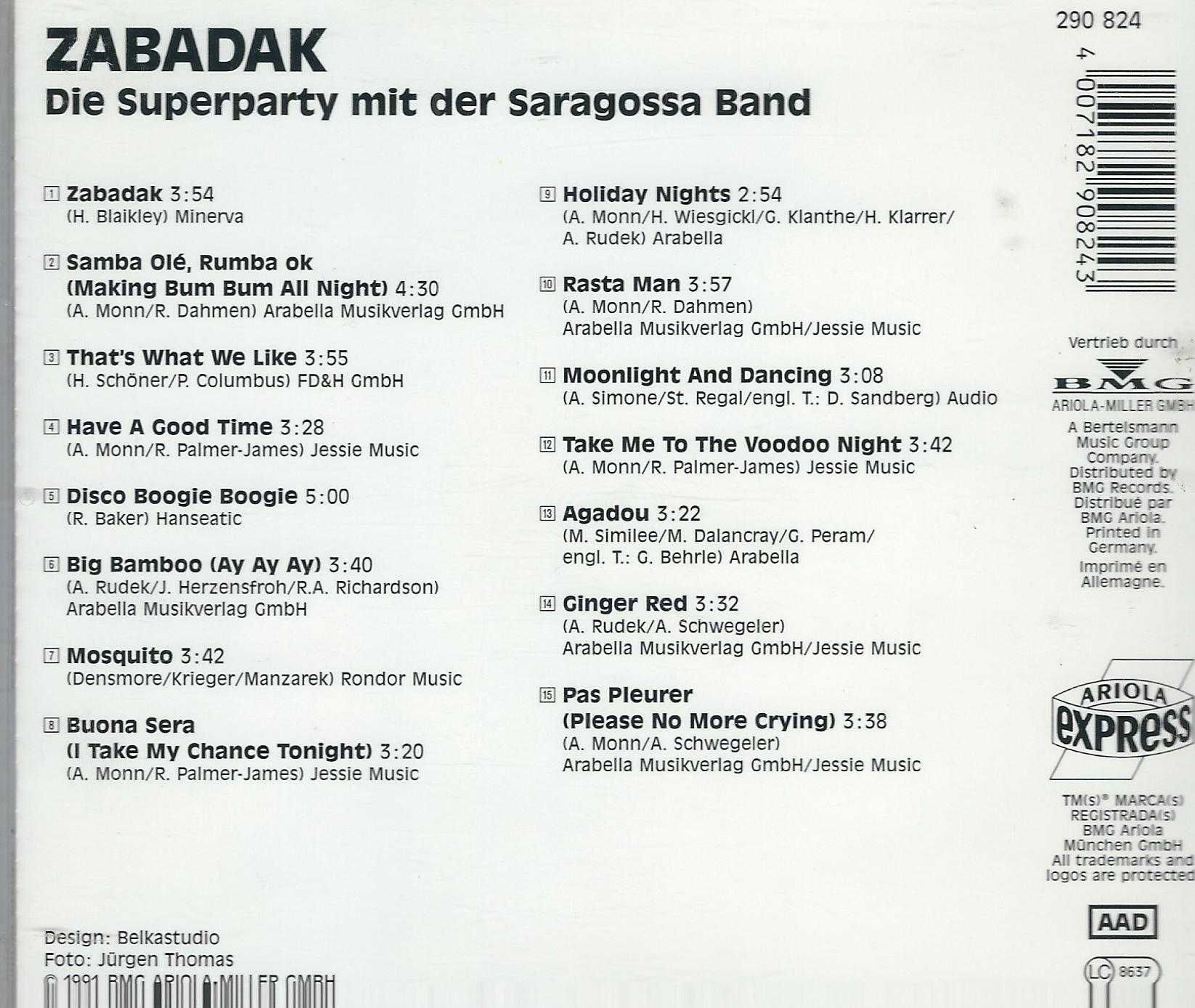 CD Saragossa Band - Zabadak (1991) (Ariola Express)