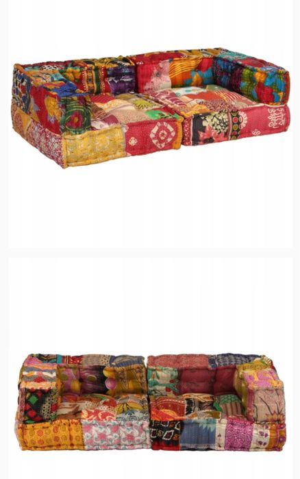 Puf modułowy, 2-osobowy, patchwork, tkanina