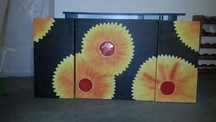 quadro em tela dividido em três