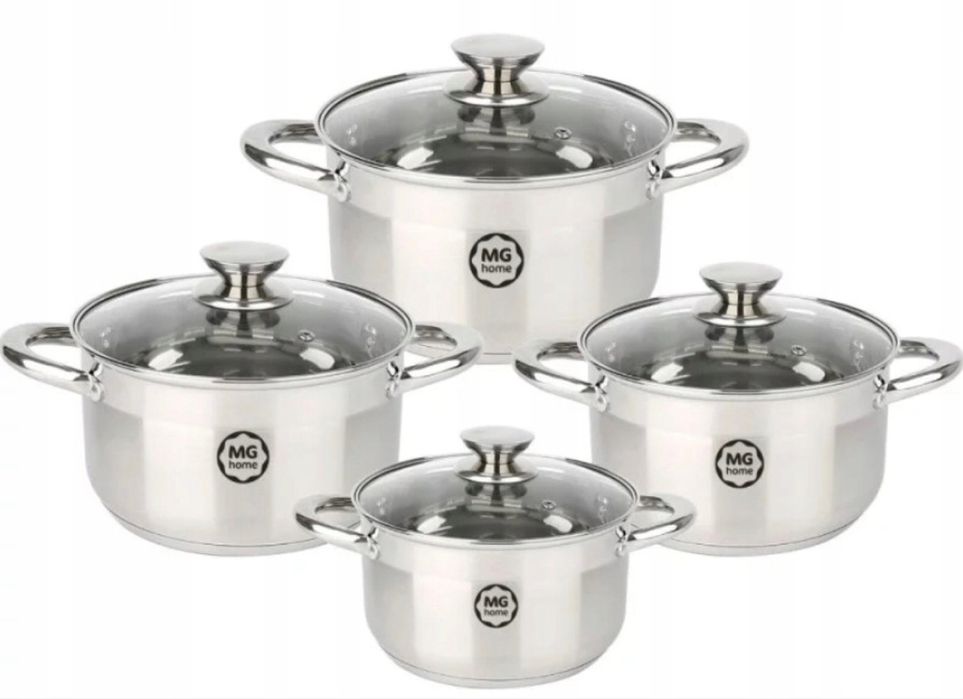 Zestaw garnków MG Home szklane 8 el.