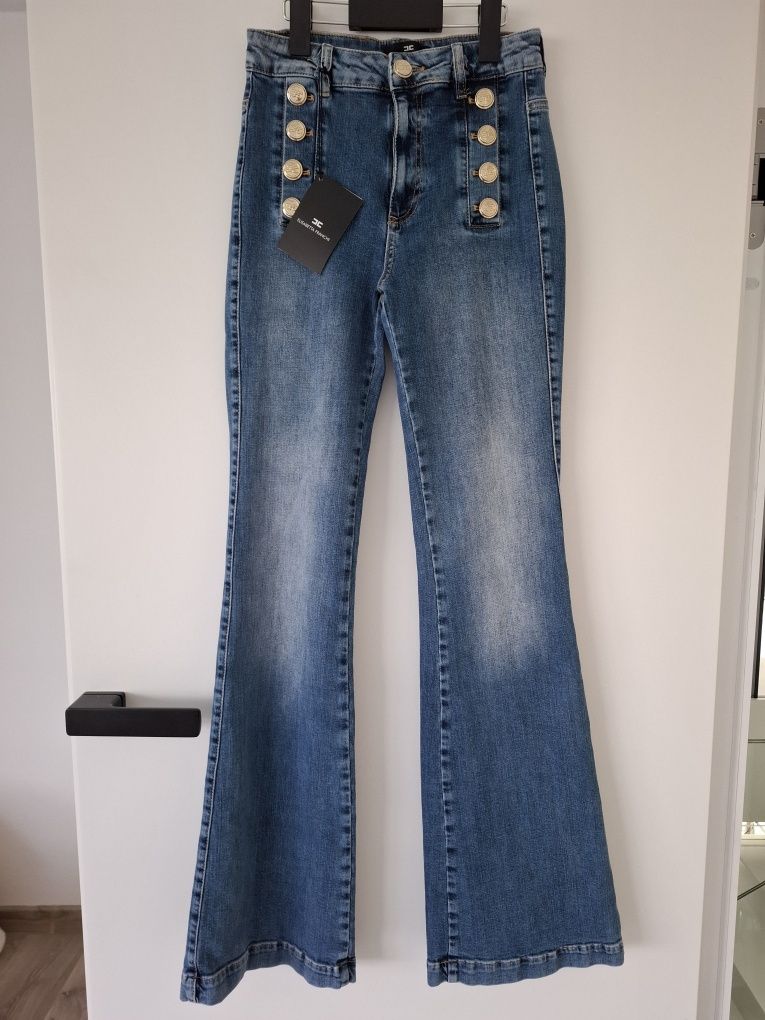 Nowe jeansowe spodnie dzwony Elisabetta Franchi S = 26