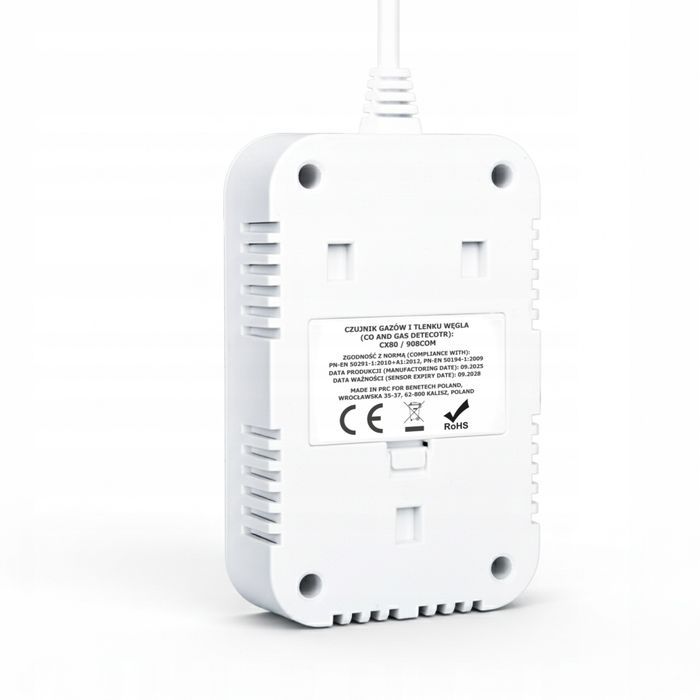 2W1 Czujnik Czadu Gazów Palnych Tlenku Węgla Alarm Dźwiękowy pod 230V