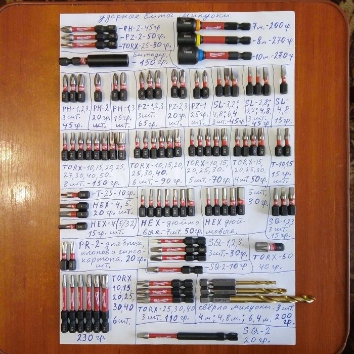 Набор бит битодержатель биты  шуруповёрта Makita Milwaukee Dewalt Wera