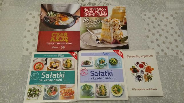 Książki kucharskie, Sałatki, Azja, desery.