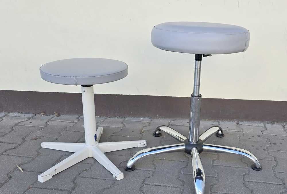 Taboret laboratoryjny  eko skóra,  białe lub chromowane nogi