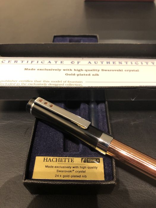Caneta Hachette com cristais Swarovski, Certificada, Nova nunca Usada