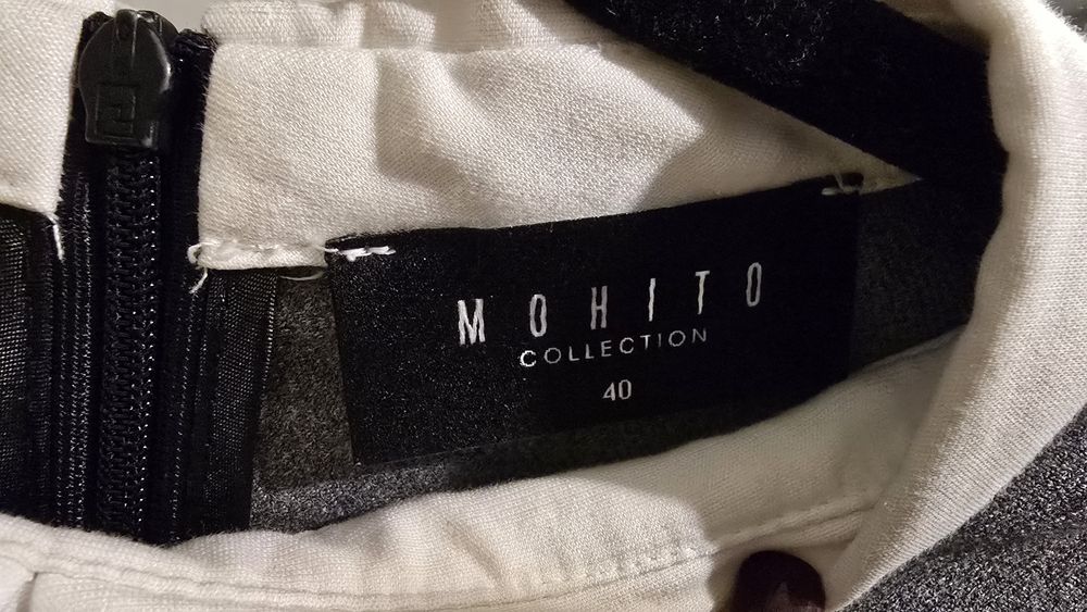 Mohito elegancka sukienka ołówkowa z białym kołnierzykiem r. 40