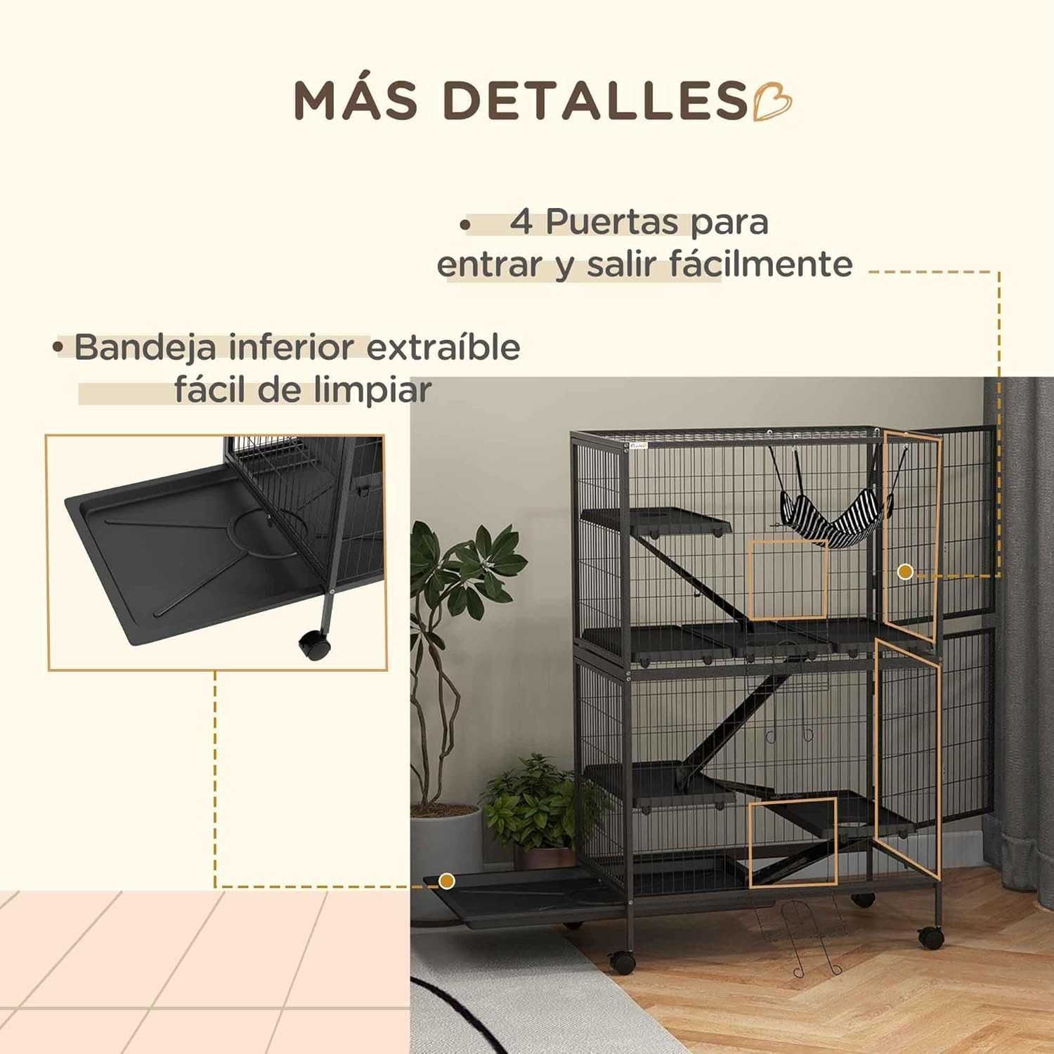 NOVO - Gaiola de Chinchila, Furão e Coelho com 5 níveis 80x52x128cm