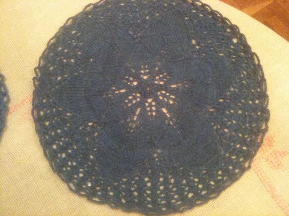 набор подарочный вязанные салфетки 4шт синие